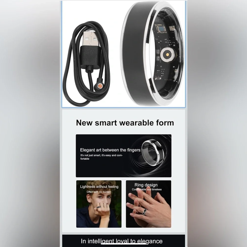 Smart Wearable Ring - Black & Silver